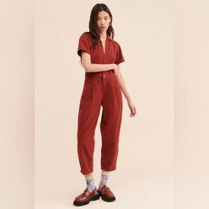 Free People Marla Cord Rust Jumpsuit Size XS